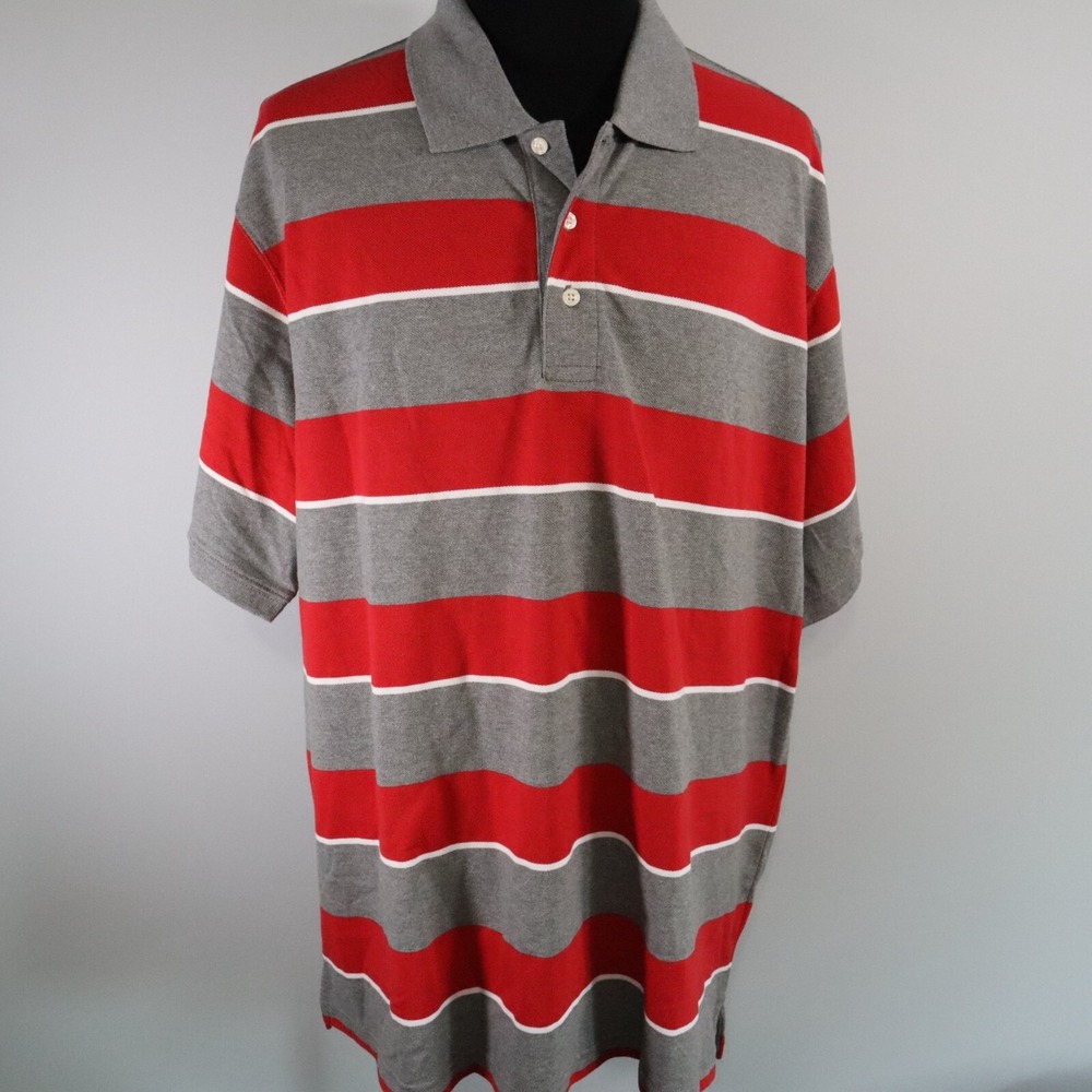Foundry Supply Polo Shirt‎ Mens 2XL XXL Casual Knit Cotton Striped Short Sleeve